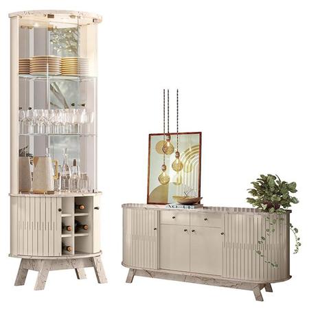 Aparador para Sala Buffet Mônaco e Cristaleira Marina Calacata Off White Madetec Imagem de Aparador para Sala Buffet Mônaco e Cristaleira Marina Calacata Off White Madetec