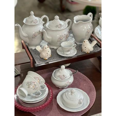 Aparelho de Chá e Café Porcelana Schmidt 53 peças - Dec. Cebolinha 2617 -  SCHMIDT