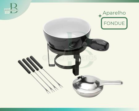 Imagem de Aparelho de Fondue 8 Peças Cerâmica Preto com acessórios