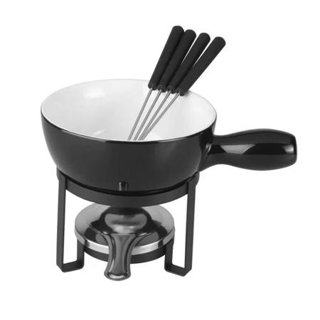 Imagem de Aparelho de fondue 8pç para Queijo de Cerâmica Preto - Lyor