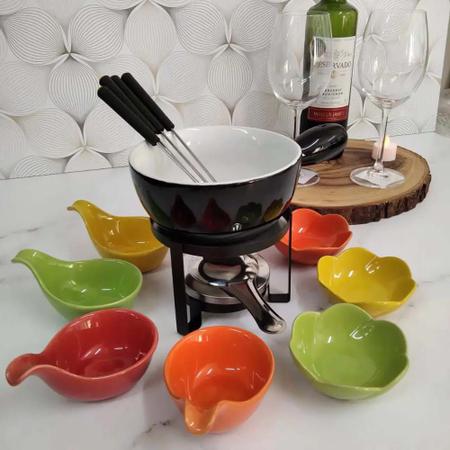 Imagem de Aparelho de fondue 8pç para Queijo de Cerâmica Preto - Lyor