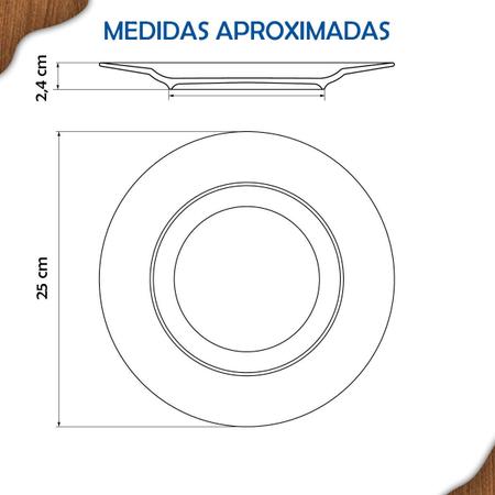 Imagem de Aparelho de Jantar Canyon Jogo de Pratos Rasos 25 cm em Porcelana Decorada Tramontina 4 peças