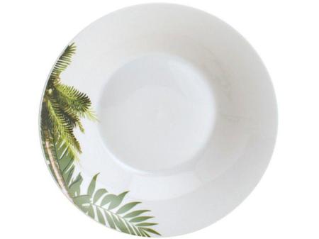 Imagem de Aparelho de Jantar Chá 20 Peças Lyor Porcelana - Redondo Branco e Verde Coqueiro