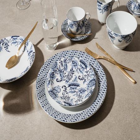 Aparelho Jantar, Chá e Café 42 Peças Porcelana Schmidt - Dec. Maitê 2264 -  SCHMIDT