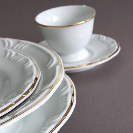Aparelho Jantar, Chá e Café 42 Peças Porcelana Schmidt - Dec. Filetado Ouro  Pomerode 0010 - SCHMIDT
