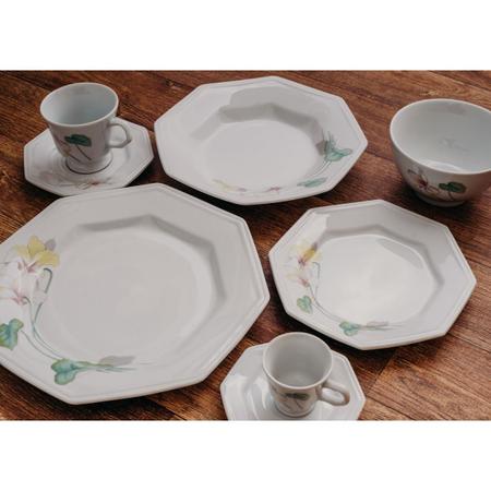 Aparelho de Jantar Chá e Café 42 Peças Porcelana Schmidt - Dec. Búzios 2406  - SCHMIDT