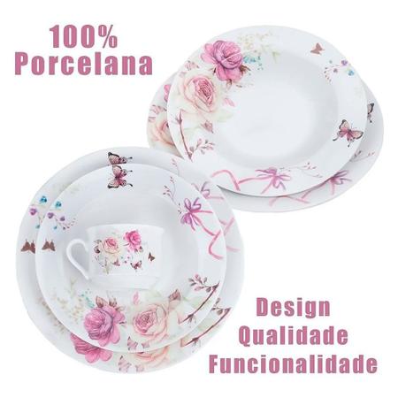 Jogo De Jantar Porcelana Louça Flores 20 Peças Hauskraft