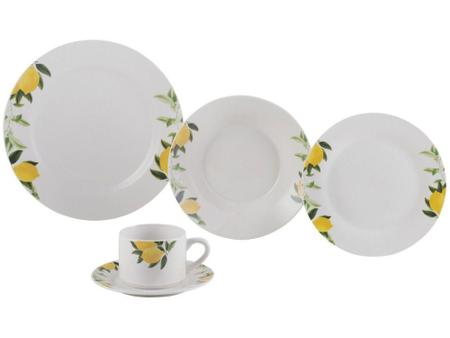 Imagem de Aparelho de Jantar e Chá 20 Peças Lyor Porcelana - Redondo Branco Lemons