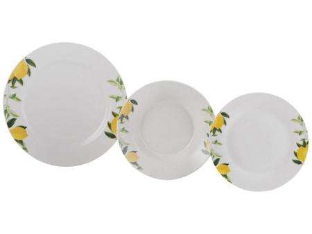 Imagem de Aparelho de Jantar e Chá 20 Peças Lyor Porcelana - Redondo Branco Lemons