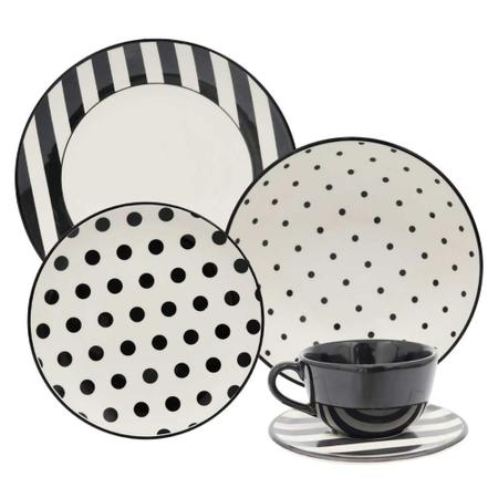 Imagem de Aparelho de Jantar e Chá 20 Peças Oxford Unni Stripes And Dots