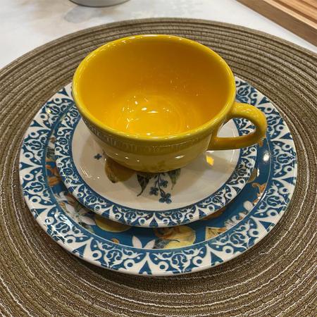 Jogo de Chá 12 peças Cerâmica Unni Siciliano Oxford - Colher de Panela