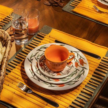 Imagem de Aparelho de Jantar e Chá Cerâmica 20 Peças Donna Lírios Biona AM24-5410