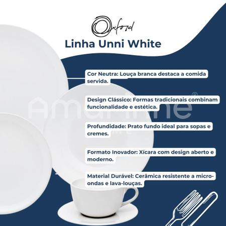 Aparelho De Jantar E Chá Unni White Branco 20 Peças Oxford Imagem de Aparelho De Jantar E Chá Unni White Branco 20 Peças Oxford