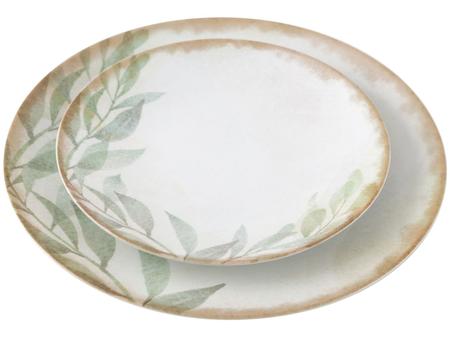 Imagem de Aparelho de Jantar Sobremesa e Chá 20 Peças Tramontina de Porcelana Branco e Verde Natur