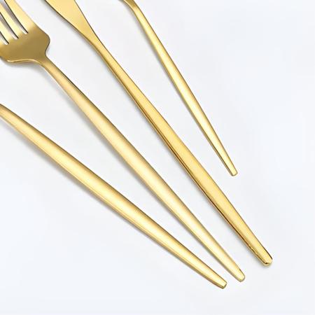Imagem de aparelho de jantar talheres inox kit 24 peças utensílios de cozinha itens mesa posta - kit 24 peças slim com cabo