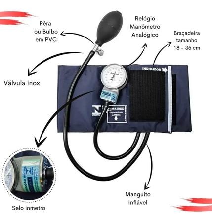 Imagem de Aparelho De Medir Pressão Manual + Estetoscópio Duplo Pamed Azul