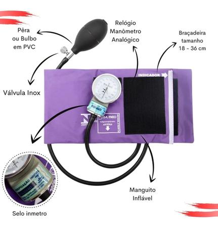 Imagem de Aparelho De Pressão Manual Esfigmomanômetro + Estetoscópio Duplo PAMED Garantia De 2 Anos