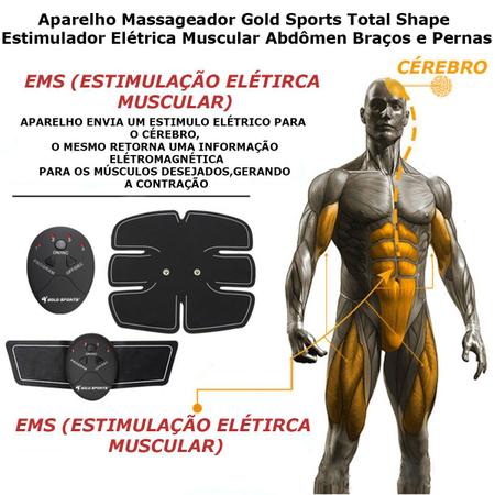 Aparelho Gold Sports Total Shape Pro Estimulador Elétrica Muscular Abdômen  Braços e Pernas - Tonificador Muscular - Magazine Luiza