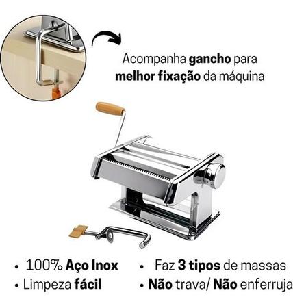 Imagem de Aparelho Manual Cilindro Massa Macarrão Talharim Pastel Inox