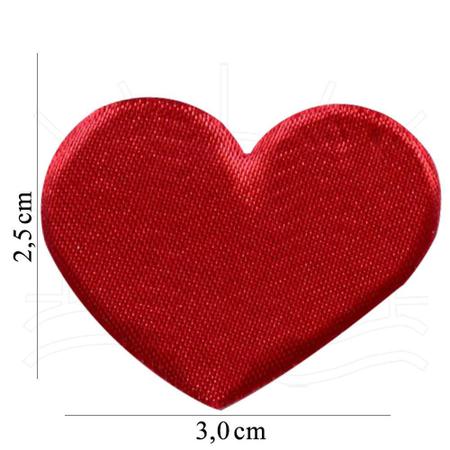Imagem de Aplicação Coração de Cetim Pequeno Vermelho - 3 Unid.