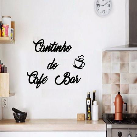 Imagem de Aplique De Parede Frase Cantinho Do Cafe Bar Mdf Preto Fosco Letras Palavras Decoratovas Cozinha Casa