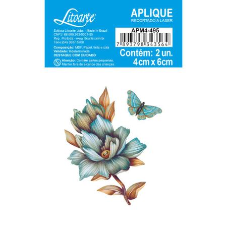 Imagem de Aplique mdf papel litoarte apm4 4x6 cm tema flores