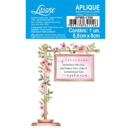 Imagem de Aplique Papel Decoupage em Mdf Floresça Apm8-1350 8cm Litoarte