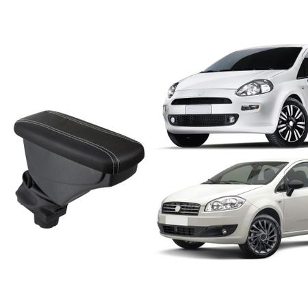 Imagem de Apoio De Braço Fiat Linea Couro Preto Costura Branca