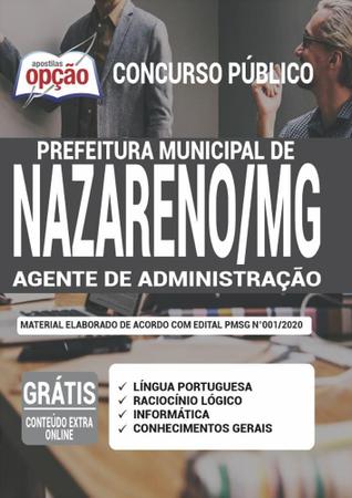 Imagem de Apostila Concurso Nazareno Mg - Agente De Administração