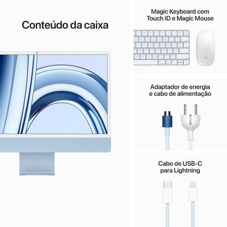 Imagem de Apple iMac Tela Retina 4.5K de 24": Apple M3 com CPU de 8 núcleos, GPU de 10 núcleos, 256 GB - Azul 