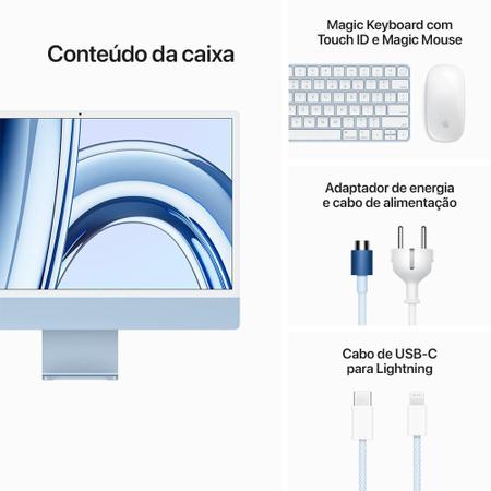 Imagem de Apple iMac Tela Retina 4.5K de 24": Apple M3 com CPU de 8 núcleos, GPU de 10 núcleos, 512 GB - Azul 
