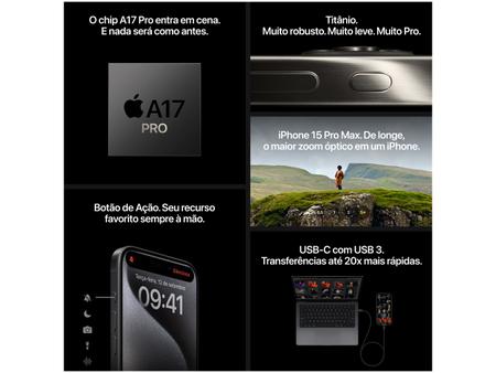 Imagem de Apple iPhone 15 Pro 128GB Titânio Preto 6,1" 48MP iOS 5G