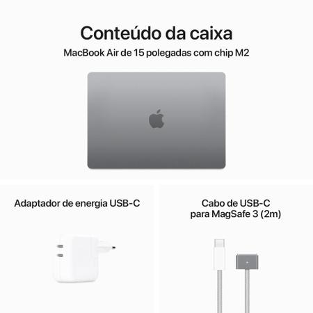 Imagem de Apple MacBook Air 15" (chip M2 da Apple, com GPU de 10 núcleos, 8GB RAM, 512GB SSD) - Cinza-espacial