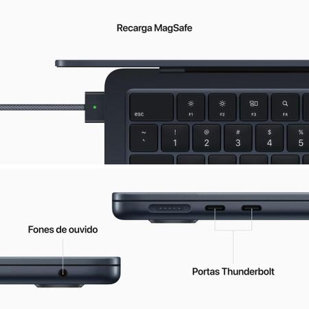 Imagem de Apple MacBook Air (M2 da Apple, com 10 GPU, 8GB RAM, 512GB SSD) - Meia-Noite