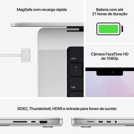 Imagem de Apple MacBook Pro 16" (M1 Pro da Apple com 10 CPU e 16 GPU, 16 GB RAM, 512GB SSD) - Prateado