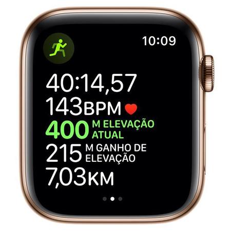 Imagem de Apple Watch 5 Cell+GPS, 44 mm, Aço Inoxi Dourado, Puls de Aço Inoxid Dourado e Fecho Magné MWWJ2BZ/A