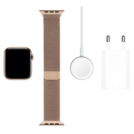 Imagem de Apple Watch 5 Cell+GPS, 44 mm, Aço Inoxi Dourado, Puls de Aço Inoxid Dourado e Fecho Magné MWWJ2BZ/A