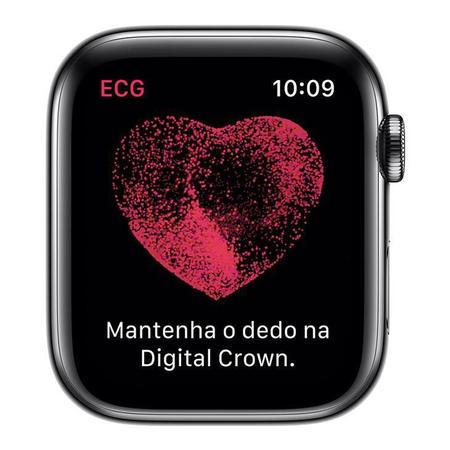 Imagem de Apple Watch 5 Cellu+GPS 44 mm, Aço Inoxid Cinza Espac, Puls de Aço Inoxid Preto Fecho Magn MWWL2BZ/A