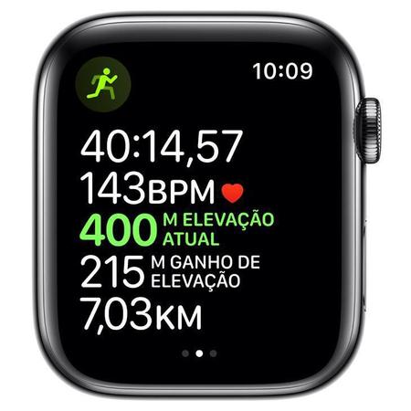 Imagem de Apple Watch 5 Cellu+GPS 44 mm, Aço Inoxid Cinza Espac, Puls de Aço Inoxid Preto Fecho Magn MWWL2BZ/A