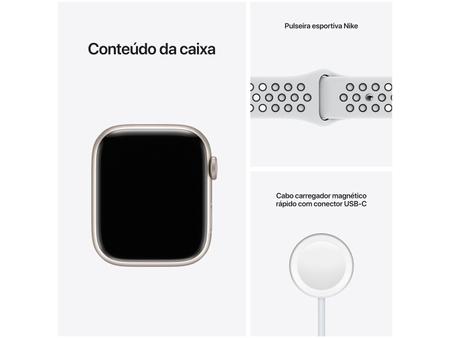 Apple Watch Nike Series 7 Gps 45mm Caixa De Alumínio Black