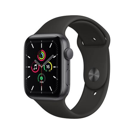 APPLE WATCH SE 44mm GPS - CAIXA CINZA ESPACIAL E PULSEIRA ESPORTIVA PRETA