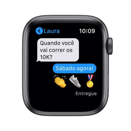 APPLE WATCH SE 44mm GPS - CAIXA CINZA ESPACIAL E PULSEIRA ESPORTIVA PRETA