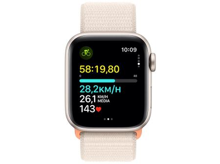 Imagem de Apple Watch SE GPS Caixa Estelar de Alumínio 40mm Pulseira Loop Esportiva Estelar (Neutro em Carbono)