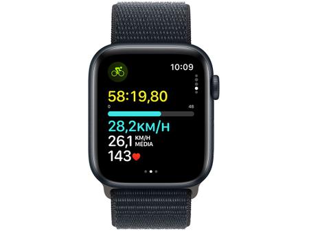 Imagem de Apple Watch SE GPS + Cellular Caixa Meia-noite de Alumínio 44mm Pulseira Loop Esportiva Meia-noite (Neutro em Carbono)