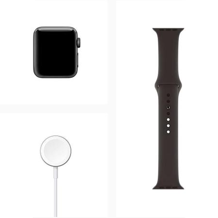 Imagem de Apple Watch Series 3, 38 mm, Alumínio Cinza Espacial, Pulseira Esportiva Preto e Fecho Clássico - MTF02BZ/A