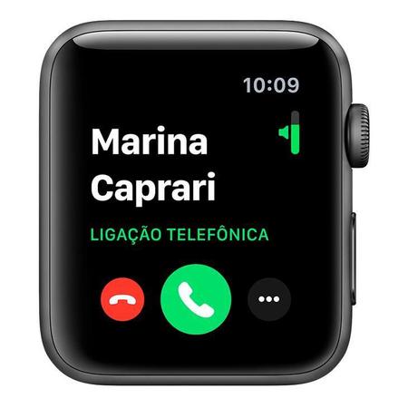 Imagem de Apple Watch Series 3, 38 mm, Alumínio Cinza Espacial, Pulseira Esportiva Preto e Fecho Clássico - MTF02BZ/A