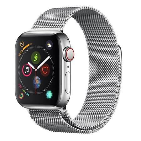 Imagem de Apple Watch Series 4 Cellular, 40 mm, Aço Inoxidável Prata, Pulseira de Aço Inoxidável Prata e Fecho Magnético - MTVK2BZ/A