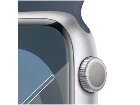 Imagem de Apple Watch Series 9 GPS Caixa Prateada de Alumínio 45mm Pulseira Esportiva Azul-tempestade P/M