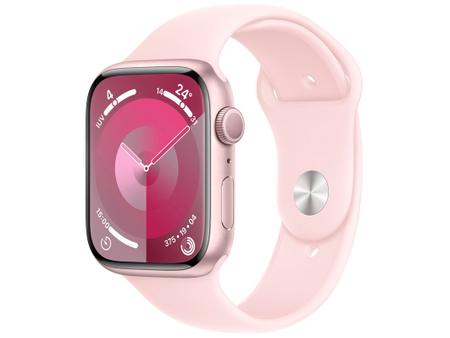 Imagem de Apple Watch Series 9 GPS Caixa Rosa de Alumínio 45mm Pulseira Esportiva Rosa-clara M/G