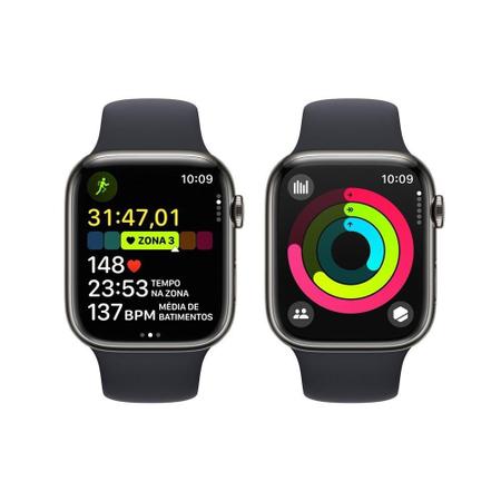 Compre o artigo Apple Watch Series 9 GPS + Cellular, Caixa em aço  inoxidável grafite de 45 mm com Loop milanesa grafite - Empresas - Apple  (PT)